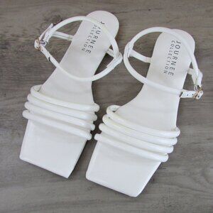 Journee Women's 7.5 Tru Comfort Foam Buckle Multi Strap Lyddea Sandal White